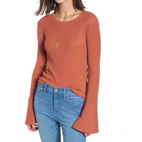 Madewell Tops - Madewell Ruffle Cuff Ribbed Top//size L▪️